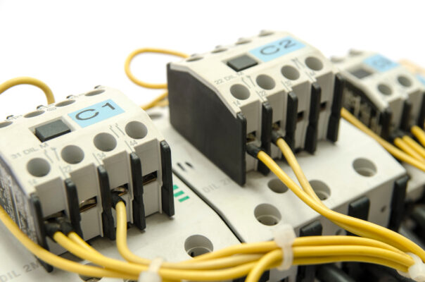 Picture of contactor relay on white background.